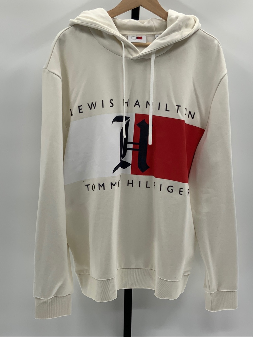 Tommy Hilfiger Cream Hoodie with Red, White & Navy Graphic